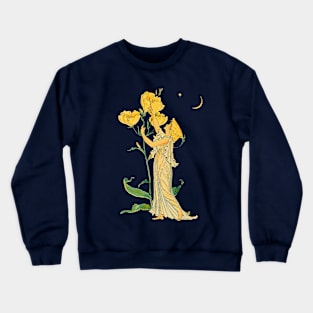 Evening Primrose by Walter Crane Crewneck Sweatshirt